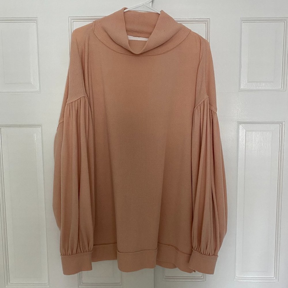 NWOT We the Free Free People High Neck Oversized Tunic Back Cut Out Thermal Top